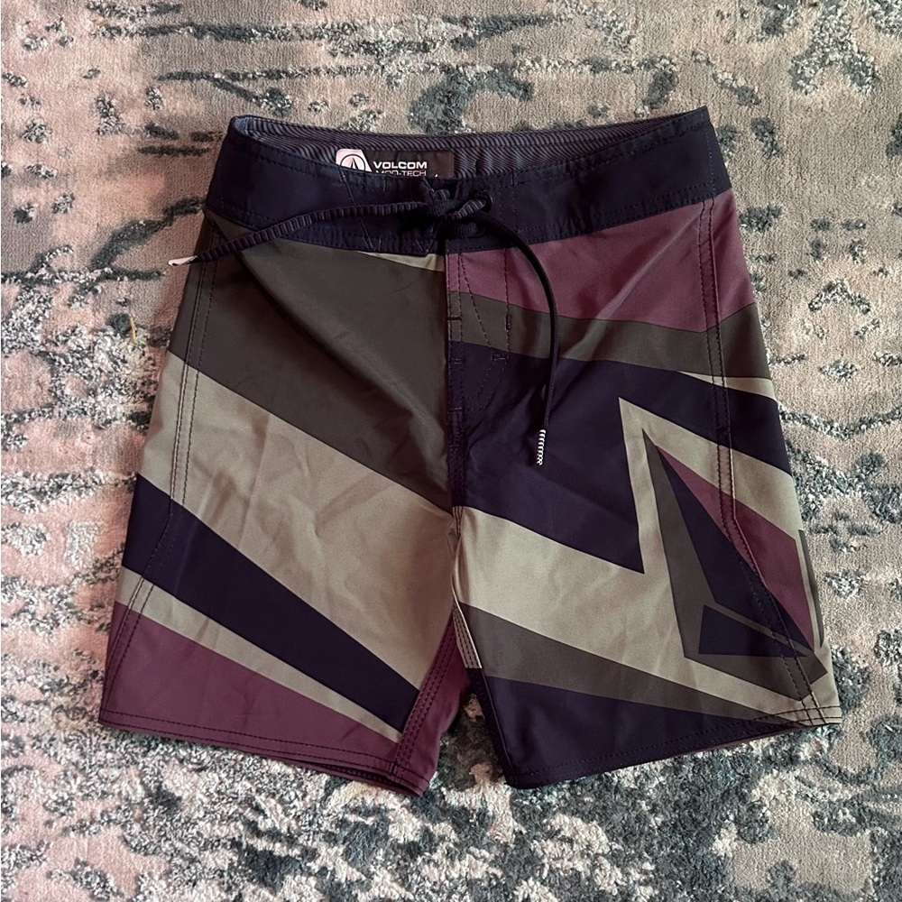 Volcom Kids Purple and Black Swim Board Shorts